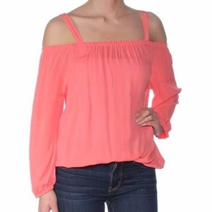 Sanctuary Coral Off-Shoulder Long Sleeve Top